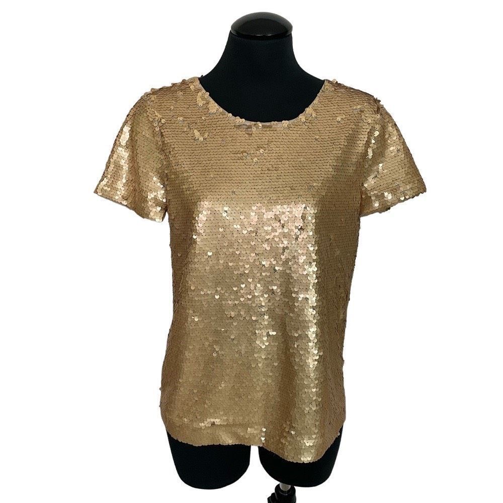 J.Crew Factory NWT Gold Sequin Blouse - Women’s‎ XS